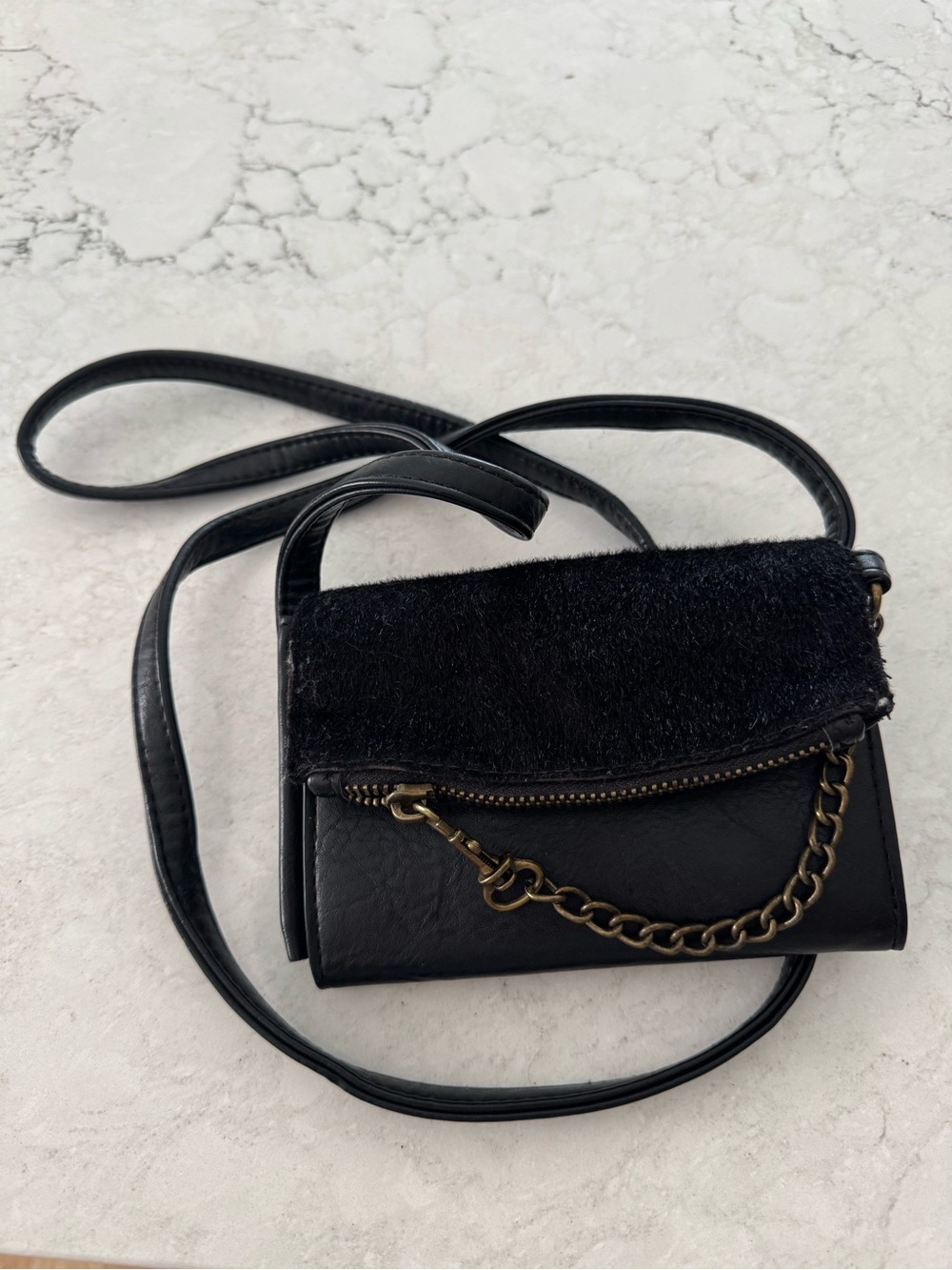 Madden Girl Black Crossbody Chain-Trim Mini Bag